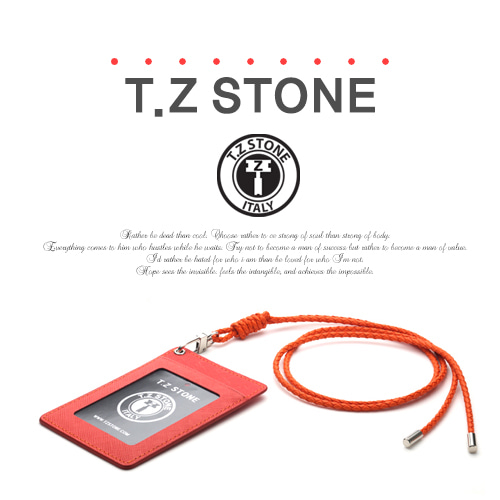 티지스톤-TZ1D214 사피아노 오렌지 목걸이형 카드지갑(투명창)